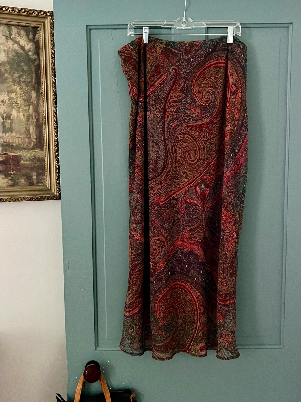 Cato Red and Brown Paisley Maxi Skirt